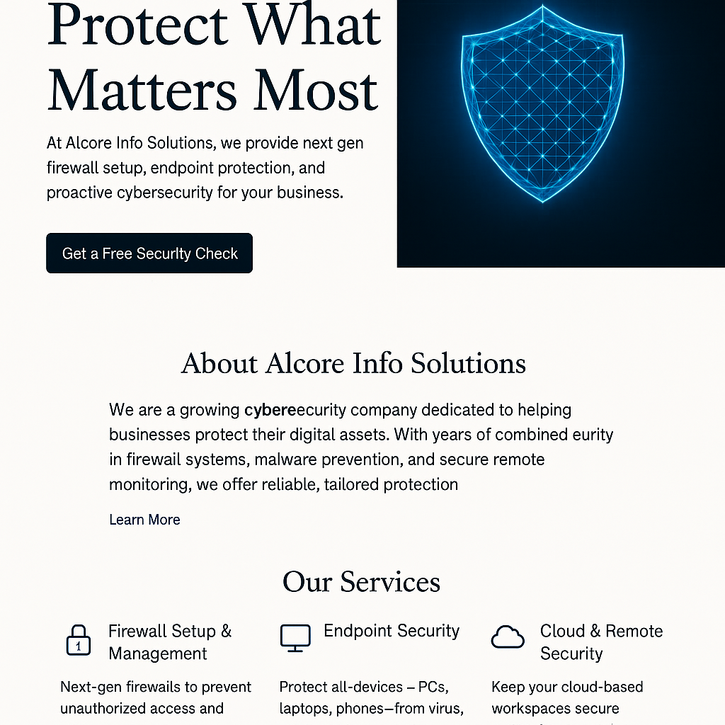 Alcore Info Solutions Services Banner